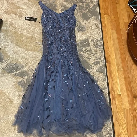 Dresses | Blue Vine Patterned Evening Gown | Poshmark